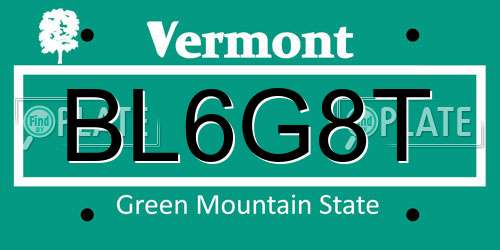 BL6G8T Vermont License Plate