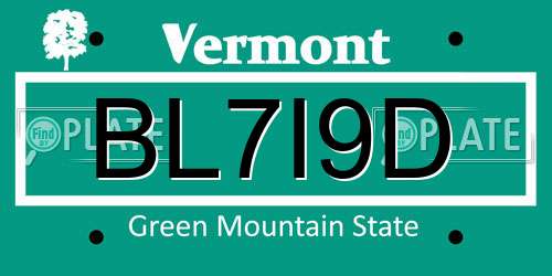 BL7I9D Vermont License Plate