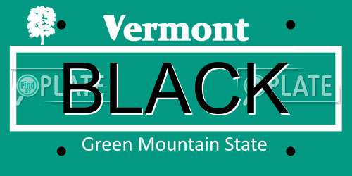 BLACK Vermont License Plate
