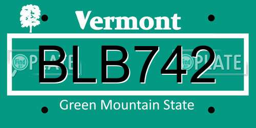 BLB742 Vermont License Plate