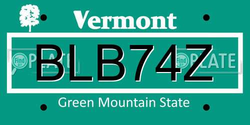 BLB74Z Vermont License Plate