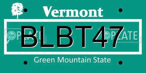 BLBT47 Vermont License Plate