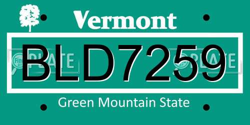 BLD7259 Vermont License Plate