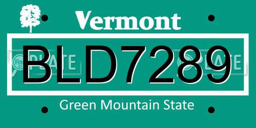 BLD7289 Vermont License Plate