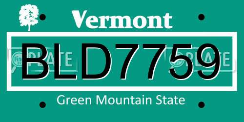 BLD7759 Vermont License Plate