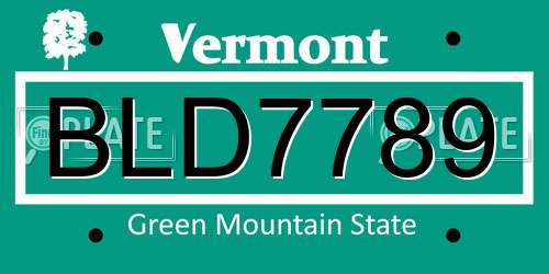 BLD7789 Vermont License Plate