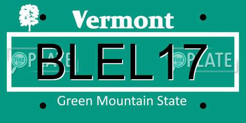 BLEL17 Vermont License Plate