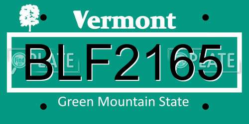 BLF2165 Vermont License Plate