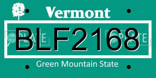 BLF2168 Vermont License Plate