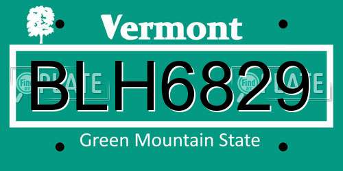 BLH6829 Vermont License Plate