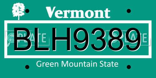 BLH9389 Vermont License Plate