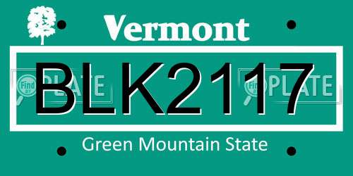 BLK2117 Vermont License Plate