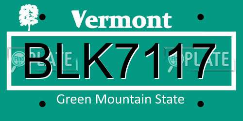 BLK7117 Vermont License Plate