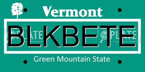BLKBETE Vermont License Plate