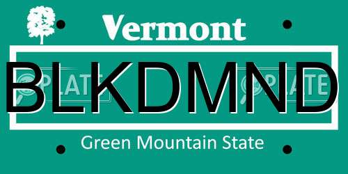 BLKDMND Vermont License Plate