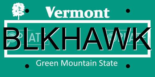 BLKHAWK Vermont License Plate