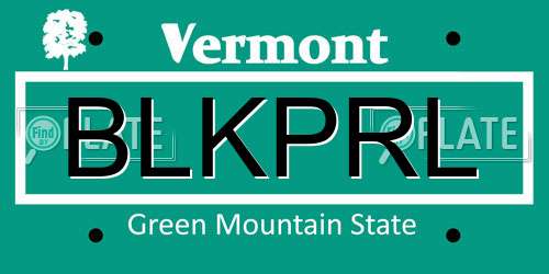 BLKPRL Vermont License Plate