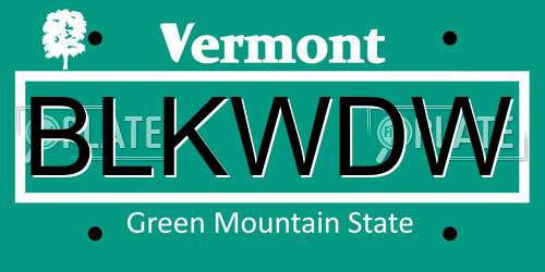 BLKWDW Vermont License Plate