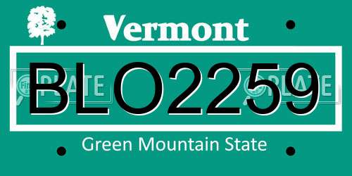 BLO2259 Vermont License Plate