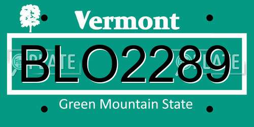 BLO2289 Vermont License Plate