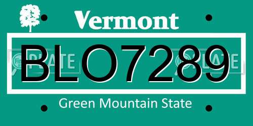 BLO7289 Vermont License Plate