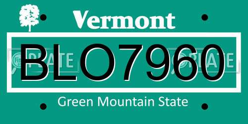 BLO7960 Vermont License Plate