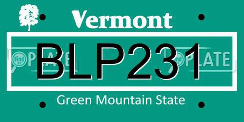 BLP231 Vermont License Plate