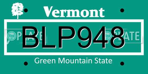 BLP948 Vermont License Plate