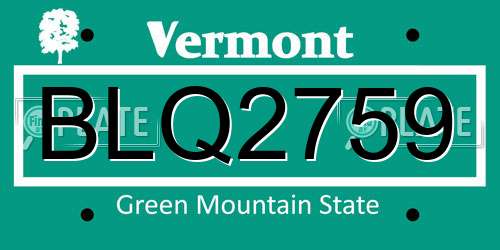 BLQ2759 Vermont License Plate