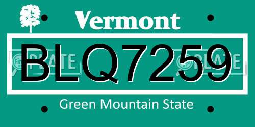 BLQ7259 Vermont License Plate