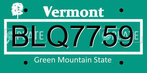 BLQ7759 Vermont License Plate