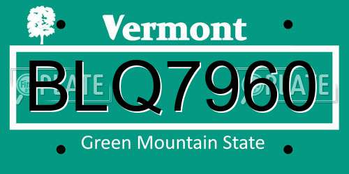 BLQ7960 Vermont License Plate
