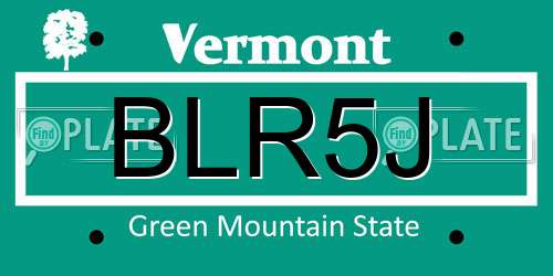 BLR5J Vermont License Plate