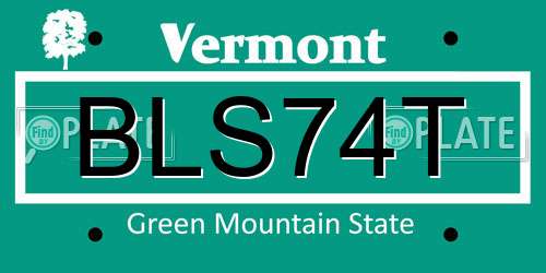 BLS74T Vermont License Plate