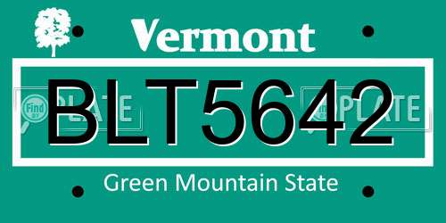 BLT5642 Vermont License Plate
