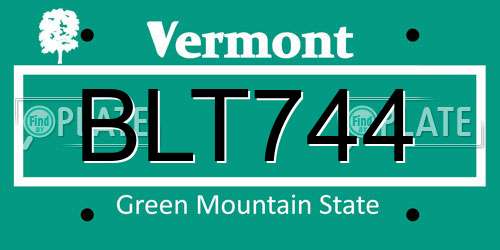 BLT744 Vermont License Plate