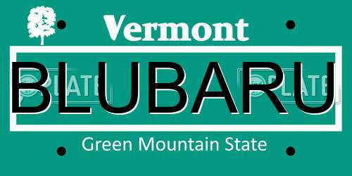 BLUBARU Vermont License Plate