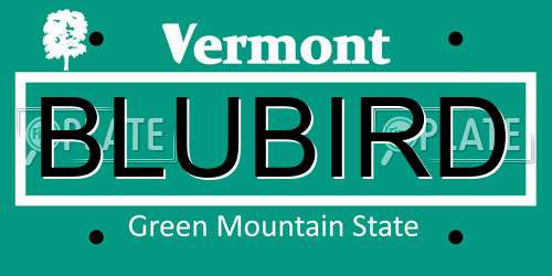 BLUBIRD Vermont License Plate