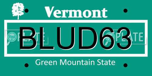 BLUD63 Vermont License Plate