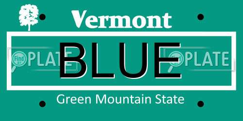BLUE Vermont License Plate