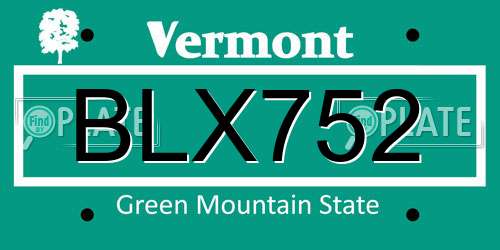 BLX752 Vermont License Plate