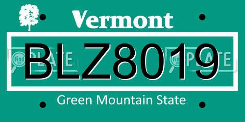 BLZ8019 Vermont License Plate