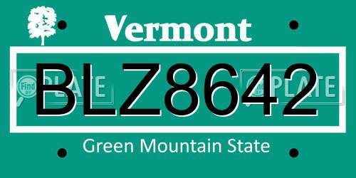 BLZ8642 Vermont License Plate