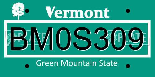 BM0S309 Vermont License Plate
