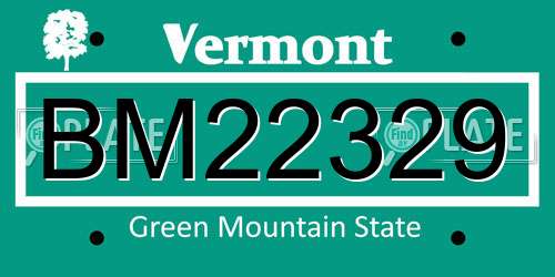 BM22329 Vermont License Plate