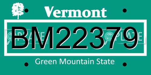 BM22379 Vermont License Plate
