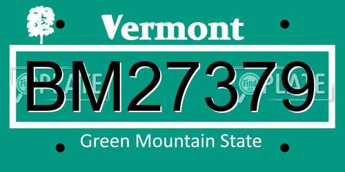 BM27379 Vermont License Plate