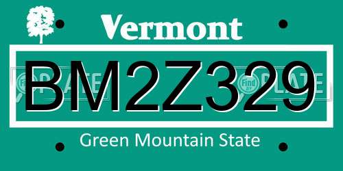 BM2Z329 Vermont License Plate