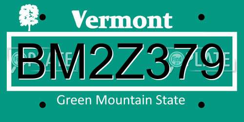 BM2Z379 Vermont License Plate