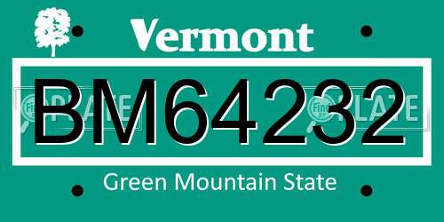 BM64232 Vermont License Plate